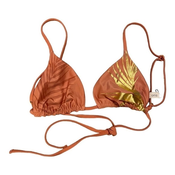 Onia Triangle Metallic Leaves Bikini Top NWOT - Picture 2 of 6